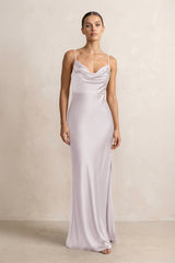 Spaghetti Strap Satin Sheath Bridesmaid Dress in Dusk - KISS BRIDAL Bridesmaid Dresses