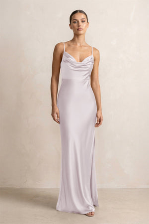 Spaghetti Strap Satin Sheath Bridesmaid Dress in Dusk - KISS BRIDAL Bridesmaid Dresses