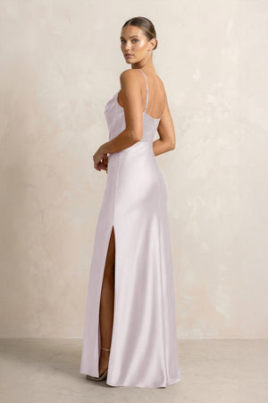 Spaghetti Strap Satin Sheath Bridesmaid Dress in Dusk - KISS BRIDAL Bridesmaid Dresses