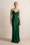 Spaghetti Strap Satin Sheath Bridesmaid Dress in Green - KISS BRIDAL Bridesmaid Dresses