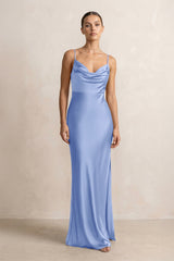 Spaghetti Strap Satin Sheath Bridesmaid Dress in Ice - KISS BRIDAL Bridesmaid Dresses