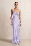 Spaghetti Strap Satin Sheath Bridesmaid Dress in Lavender - KISS BRIDAL Bridesmaid Dresses