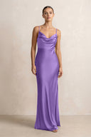 Spaghetti Strap Satin Sheath Bridesmaid Dress in Lilac - KISS BRIDAL Bridesmaid Dresses