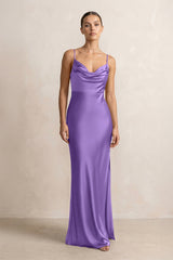 Spaghetti Strap Satin Sheath Bridesmaid Dress in Lilac - KISS BRIDAL Bridesmaid Dresses