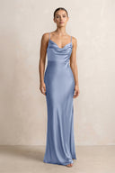 Spaghetti Strap Satin Sheath Bridesmaid Dress in Mist - KISS BRIDAL Bridesmaid Dresses
