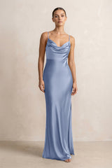 Spaghetti Strap Satin Sheath Bridesmaid Dress in Mist - KISS BRIDAL Bridesmaid Dresses