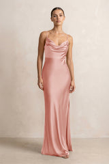 Spaghetti Strap Satin Sheath Bridesmaid Dress in Rose Petal - KISS BRIDAL Bridesmaid Dresses