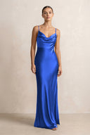 Spaghetti Strap Satin Sheath Bridesmaid Dress in Royal Blue - KISS BRIDAL Bridesmaid Dresses