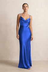 Spaghetti Strap Satin Sheath Bridesmaid Dress in Royal Blue - KISS BRIDAL Bridesmaid Dresses
