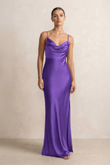 Spaghetti Strap Satin Sheath Bridesmaid Dress in Tahiti - KISS BRIDAL Bridesmaid Dresses