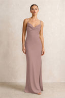 Spaghetti Strap Satin Sheath Bridesmaid Dress in Toffee | KISSBRIDAL