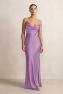 Spaghetti Strap Satin Sheath Bridesmaid Dress in Vintage Mauve - KISS BRIDAL Bridesmaid Dresses