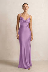 Spaghetti Strap Satin Sheath Bridesmaid Dress in Vintage Mauve - KISS BRIDAL Bridesmaid Dresses