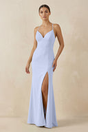 Spaghetti Strap Sheath Chiffon Bridesmaid Dress With Slit in Ice - SHE IS ME Bridesmaid Dresses