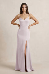 Spaghetti Strap Sheath Satin Bridesmaid Dress in Dusk - KISS BRIDAL Bridesmaid Dresses