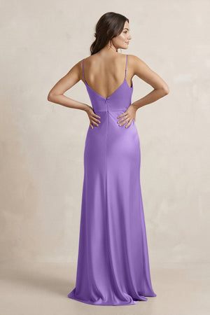 Spaghetti Strap Sheath Satin Bridesmaid Dress in Lilac - SHE IS ME Bridesmaid Dresses