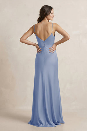 Spaghetti Strap Sheath Satin Bridesmaid Dress in Mist - SHE IS ME Bridesmaid Dresses
