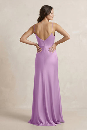 Spaghetti Strap Sheath Satin Bridesmaid Dress in Vintage Mauve - KISS BRIDAL Bridesmaid Dresses