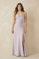 Spaghetti Strap Sheath Satin Bridesmaid Dress With Slit in Dusk - KISS BRIDAL Bridesmaid Dresses