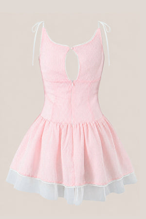 Spaghetti Straps A-Line Cotton Mini Dress in Pink– SHE IS ME Dresses