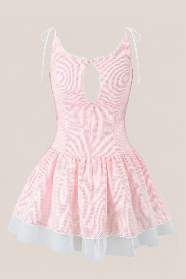 Spaghetti Straps A-Line Cotton Mini Dress in Pink– SHE IS ME Dresses