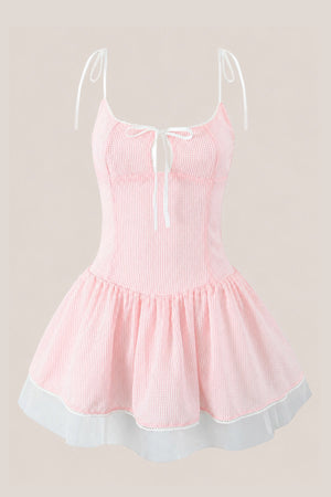 Spaghetti Straps A-Line Cotton Mini Dress in Pink– SHE IS ME Dresses