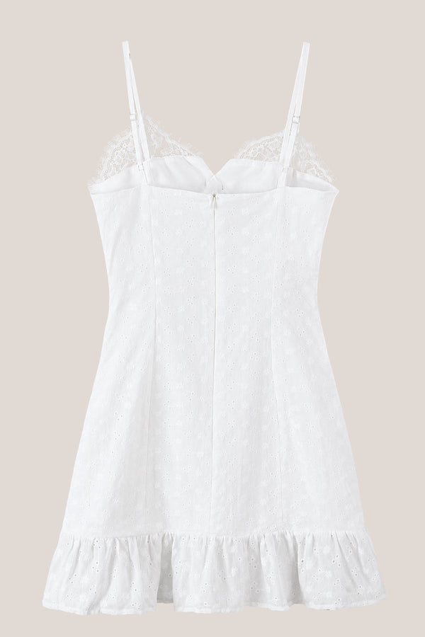 Spaghetti Straps A-Line Mini Dress with Bow in White – SHE IS ME Dresses