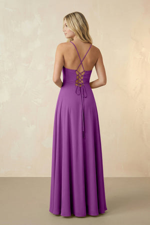 Spaghetti Straps Chiffon A-Line Bridesmaid Dress in Amethyst - SHE IS ME BRIDESMAID DRESSES
