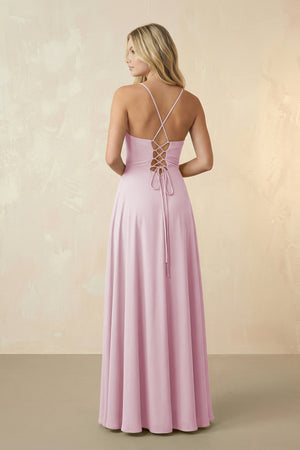 Spaghetti Straps Chiffon A-Line Bridesmaid Dress in Candy Pink (2) | KISSBRIDAL