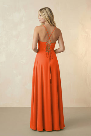 Spaghetti Straps Chiffon A-Line Bridesmaid Dress in Cinnamon (2) | KISSBRIDAL