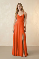 Spaghetti Straps Chiffon A-Line Bridesmaid Dress in Cinnamon | KISSBRIDAL