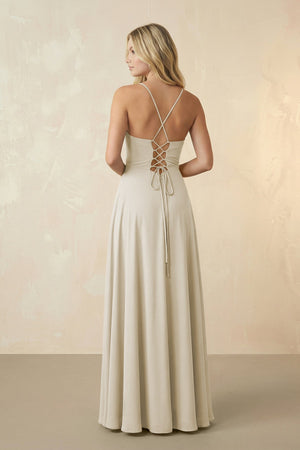 Spaghetti Straps Chiffon A-Line Bridesmaid Dress in Dove Gray - SHE IS ME BRIDESMAID DRESSES