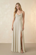 Spaghetti Straps Chiffon A-Line Bridesmaid Dress in Dove Gray - SHE IS ME BRIDESMAID DRESSES