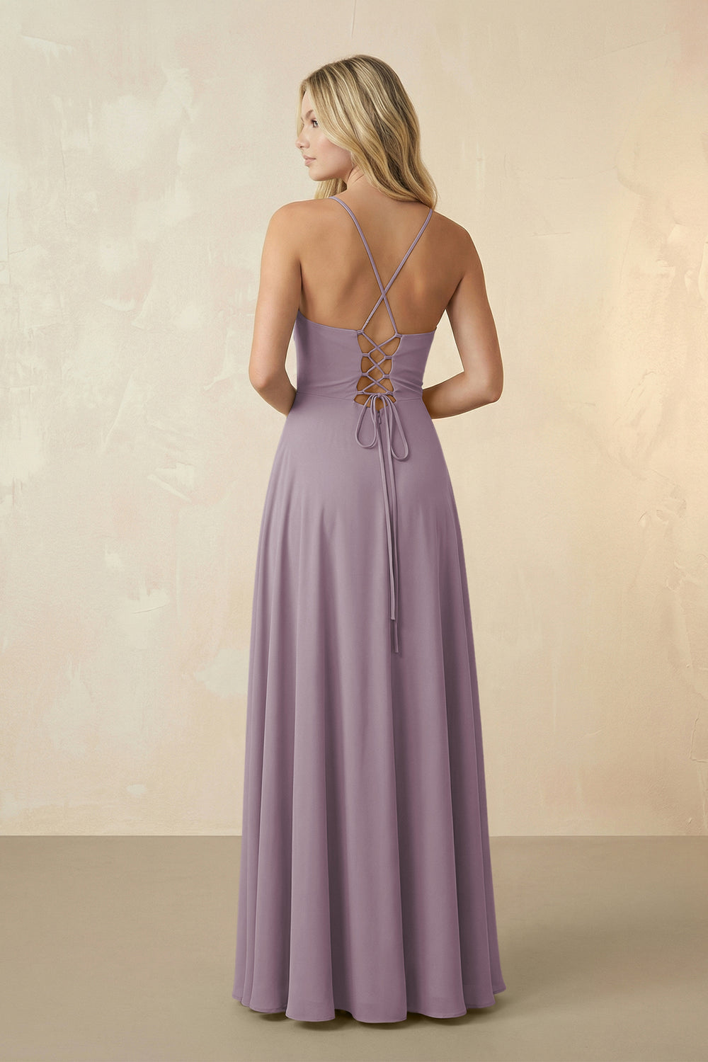 Spaghetti Straps Chiffon A-Line Bridesmaid Dress in Dusk