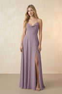 Spaghetti Straps Chiffon A-Line Bridesmaid Dress in Dusk | KISSBRIDAL