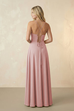 Spaghetti Straps Chiffon A-Line Bridesmaid Dress in Dusty Rose - SHE IS ME BRIDESMAID DRESSES