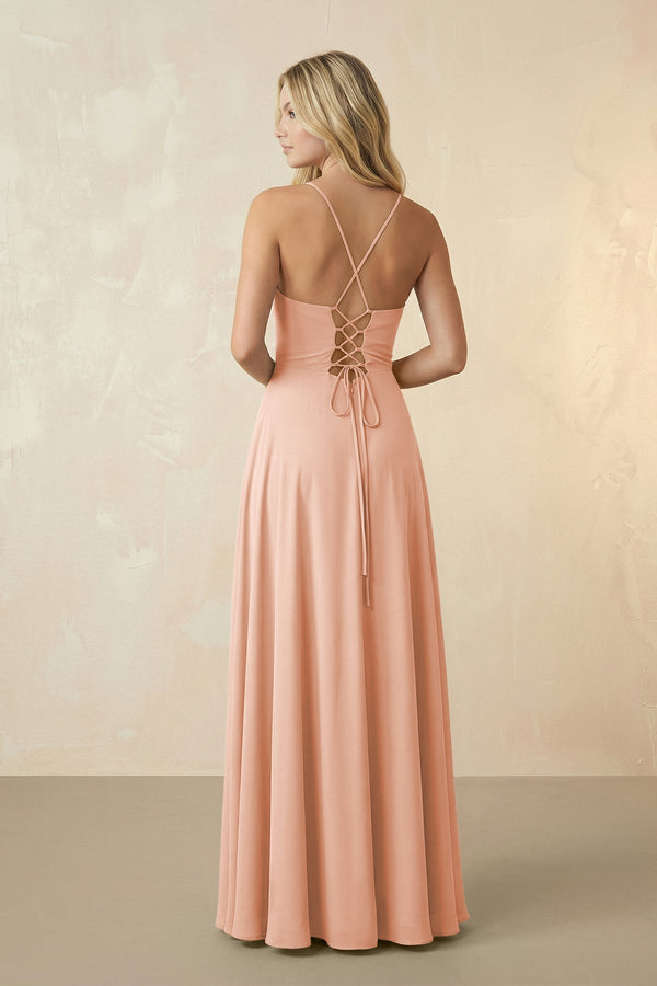 Spaghetti Straps Chiffon A-Line Bridesmaid Dress in English Rose - SHE IS ME BRIDESMAID DRESSES