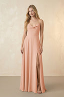 Spaghetti Straps Chiffon A-Line Bridesmaid Dress in English Rose - SHE IS ME BRIDESMAID DRESSES
