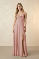 Spaghetti Straps Chiffon A-Line Bridesmaid Dress in English Rose | KISSBRIDAL