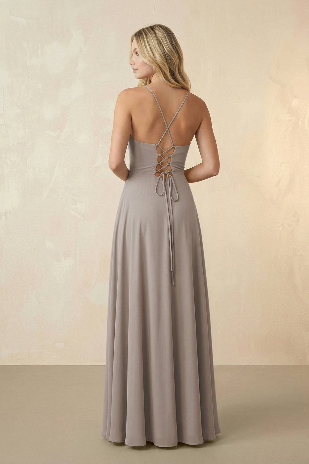 Spaghetti Straps Chiffon A-Line Bridesmaid Dress in Frost