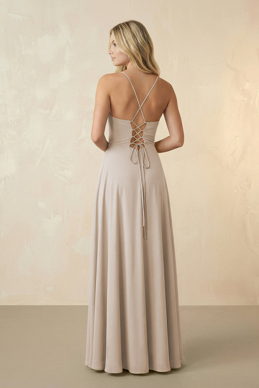 Spaghetti Straps Chiffon A-Line Bridesmaid Dress in Frost - SHE IS ME BRIDESMAID DRESSES