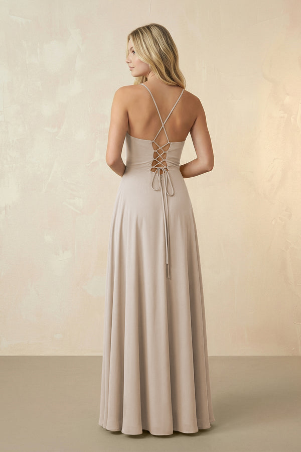 Spaghetti Straps Chiffon A-Line Bridesmaid Dress in Frost - SHE IS ME BRIDESMAID DRESSES