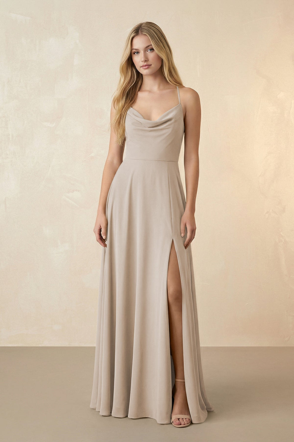 Spaghetti Straps Chiffon A-Line Bridesmaid Dress in Frost - SHE IS ME BRIDESMAID DRESSES