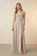 Spaghetti Straps Chiffon A-Line Bridesmaid Dress in Frost - SHE IS ME BRIDESMAID DRESSES