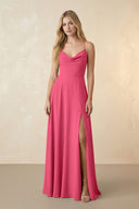 Spaghetti Straps Chiffon A-Line Bridesmaid Dress in Fuchsia - SHE IS ME BRIDESMAID DRESSES