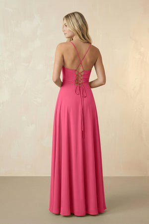 Spaghetti Straps Chiffon A-Line Bridesmaid Dress in Fuchsia - SHE IS ME BRIDESMAID DRESSES
