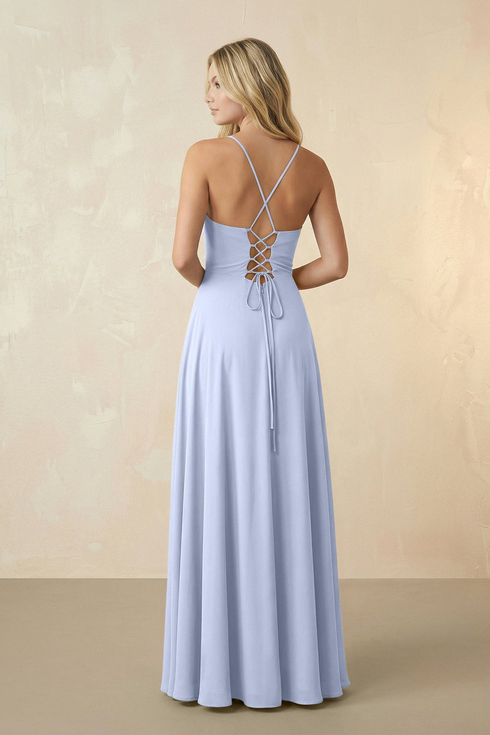Spaghetti Straps Chiffon A-Line Bridesmaid Dress in Ice - SHE IS ME BRIDESMAID DRESSES