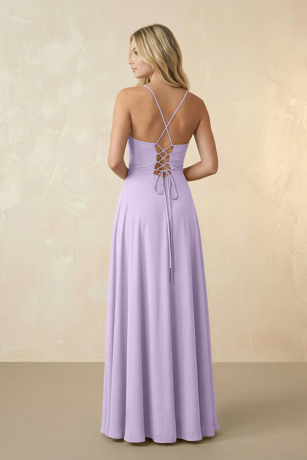 Spaghetti Straps Chiffon A-Line Bridesmaid Dress in Lavender - SHE IS ME BRIDESMAID DRESSES