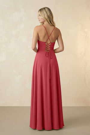 Spaghetti Straps Chiffon A-Line Bridesmaid Dress in Merlot - SHE IS ME BRIDESMAID DRESSES