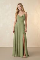 Spaghetti Straps Chiffon A-Line Bridesmaid Dress in Moss Green - SHE IS ME BRIDESMAID DRESSES